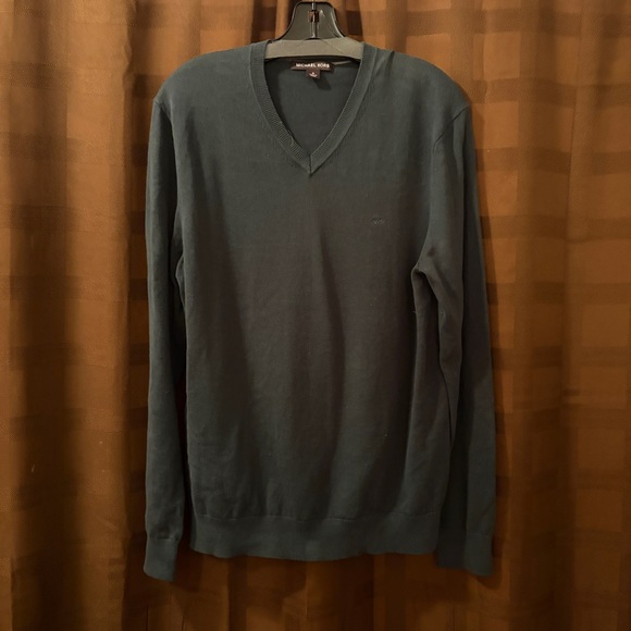 Michael Kors Other - Michael Kors Black Label V-Neck 100% Cotton Pullover Sweater Medium dark green